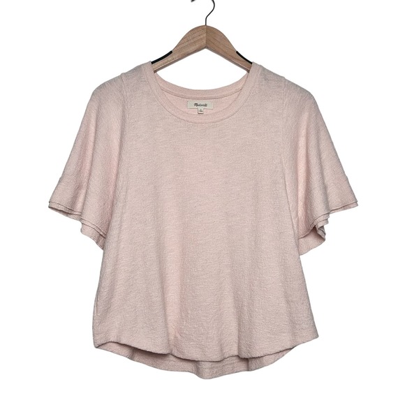 Madewell | Women | Ingrid Dolman Blush Pink Flutter Short Sleeve Top | Small - Picture 2 of 11